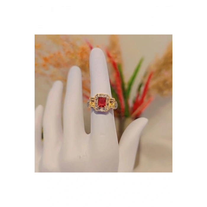 Vintage Kırmızı Taşlı Retro Yüzük