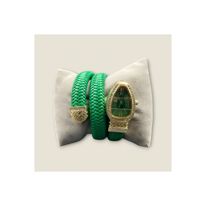 Yeni Yılan Model Hasır Tasarım Taşlı Kadın Kolsaati