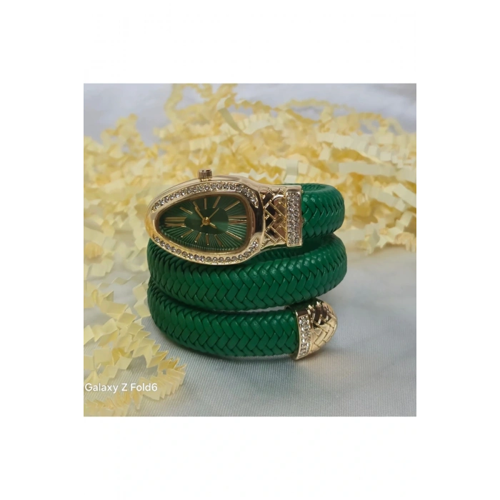 Yeni Yılan Model Hasır Tasarım Taşlı Kadın Kolsaati