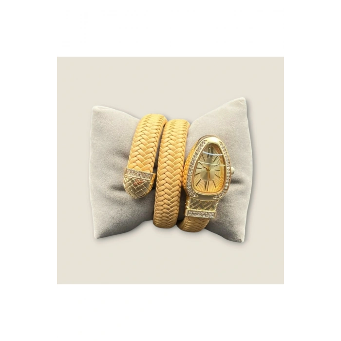 Yeni Yılan Model Hasır Tasarım Taşlı Kadın Kolsaati