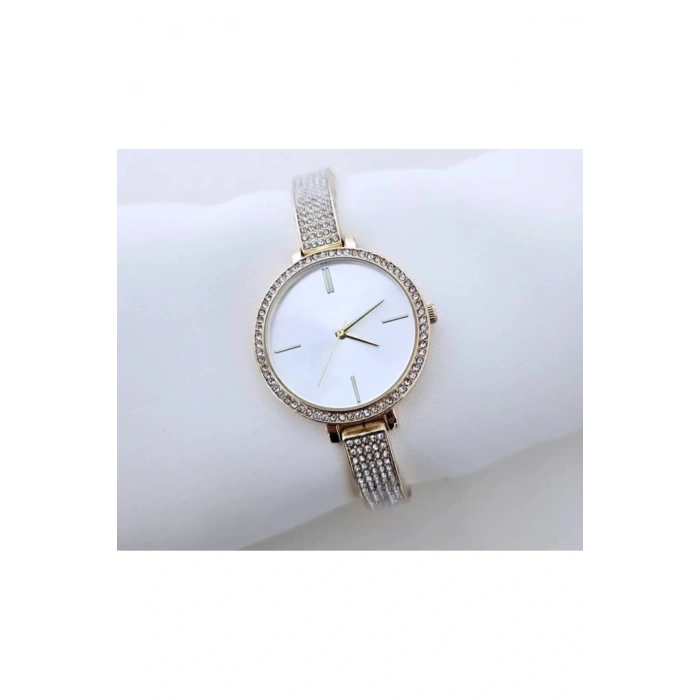 Gold Renkli Premium Taşlı Kadın Kolsaati