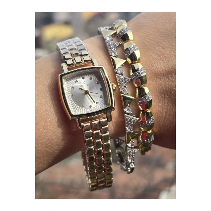 Vintage Taşlı Kare Model Kadın Kolsaati