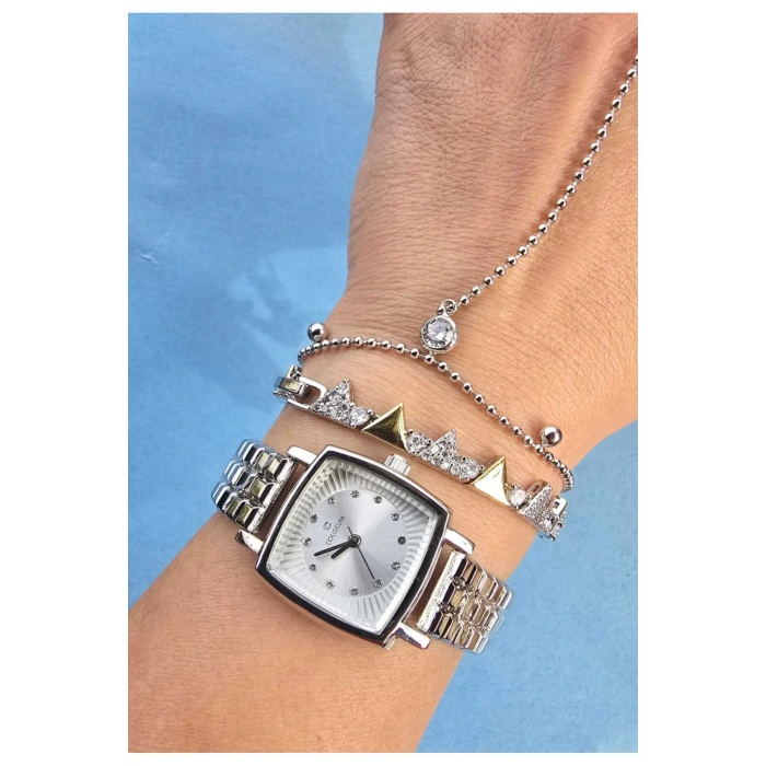 Vintage Taşlı Kare Model Kadın Kolsaati