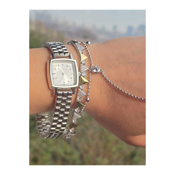 Vintage Taşlı Kare Model Kadın Kolsaati