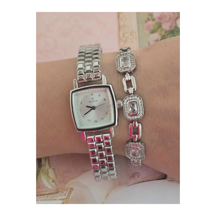 Vintage Taşlı Kare Model Kadın Kolsaati