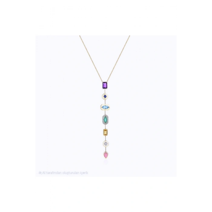 Melis Göral 7 Element Çelik Y Seranay Kolyesi