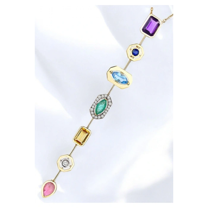 Melis Göral 7 Element Çelik Y Seranay Kolyesi