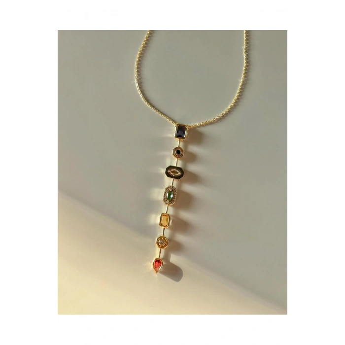 Melis Göral 7 Element Çelik Y Seranay Kolyesi