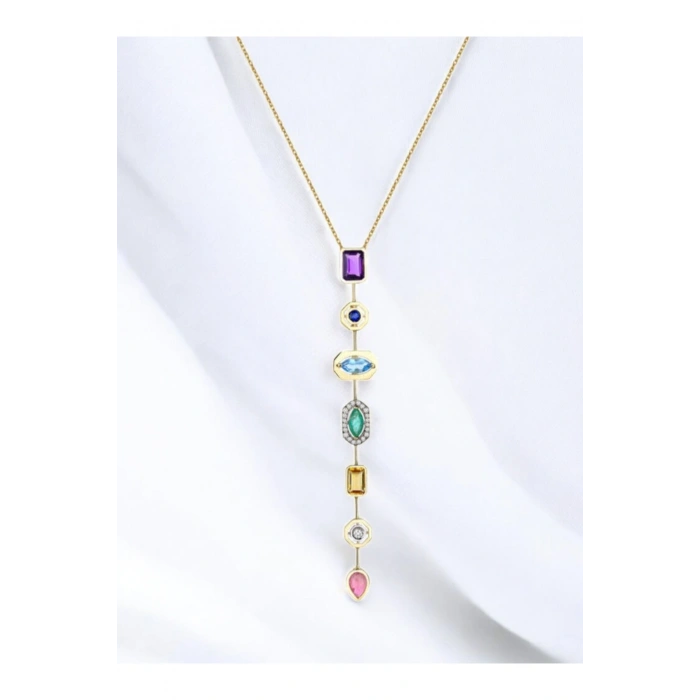 Melis Göral 7 Element Çelik Y Seranay Kolyesi