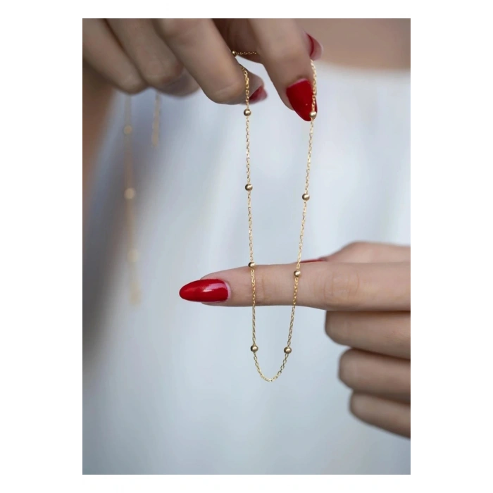 Çelik Topçuk Model Zincir Kolye Gold Renkli