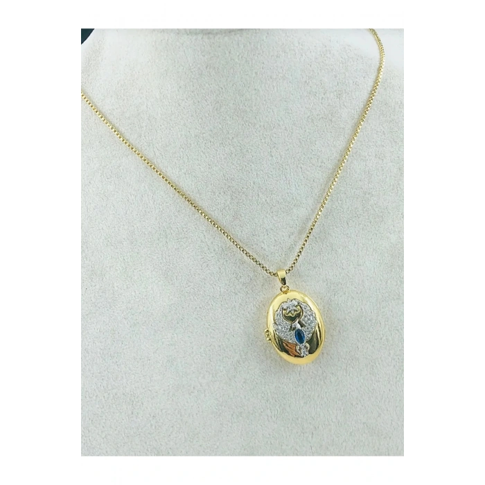 Ankakuşu Alya Kolyesi Gold Renkli Çelik Kapaklı Kolye