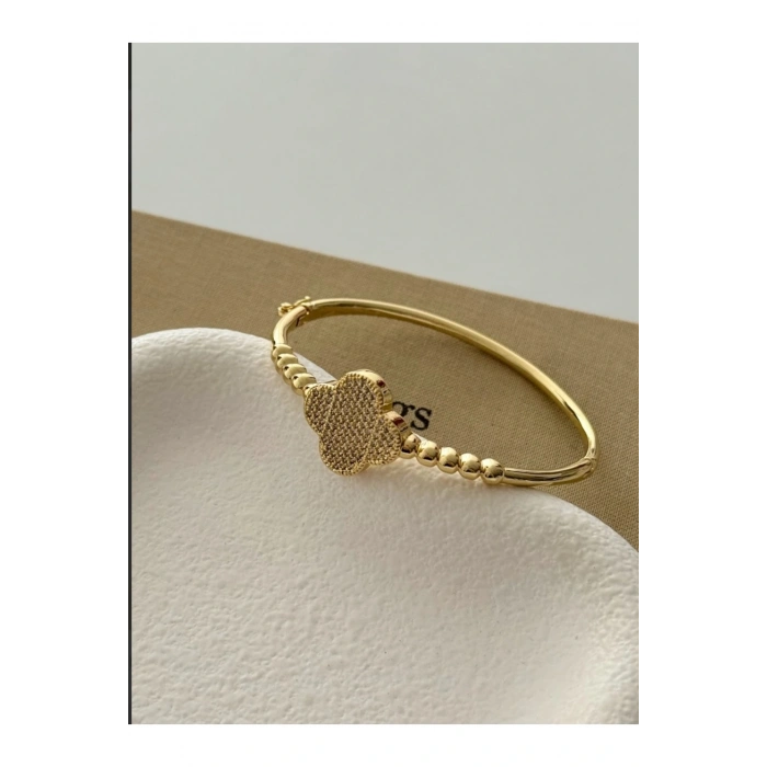 Özel Seri Altın Renkli Çiçek Formlu Kelepçe Bileklik