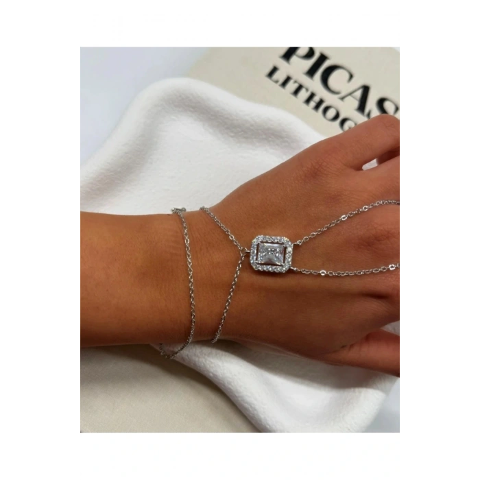 İthal Özel Seri Baget Taşlı Şahmeran Gümüş