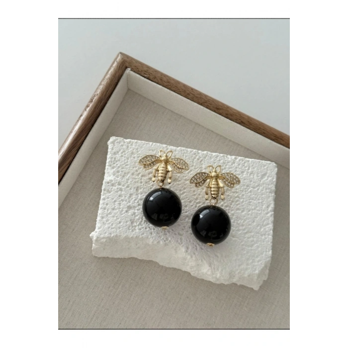 Marka Model Arılı Küpe Siyah