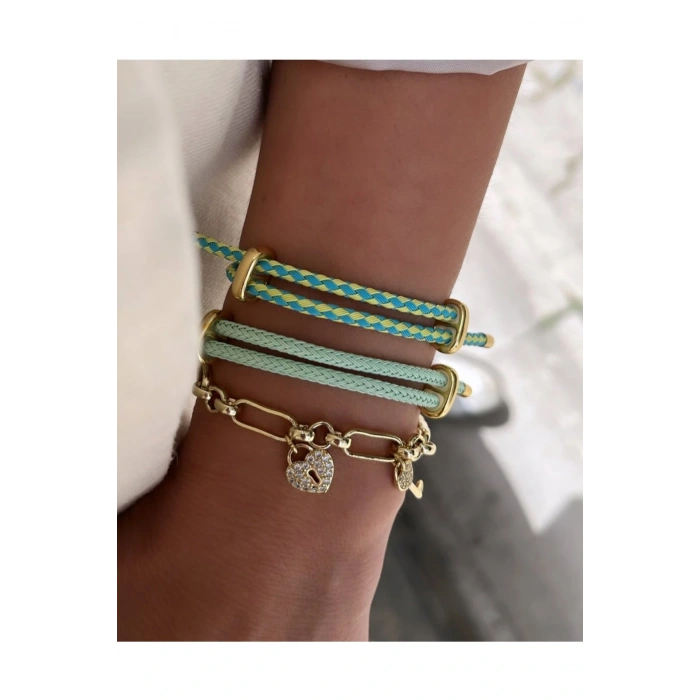 İp Bileklik Ayarlanabilir Model Mint Yeşili