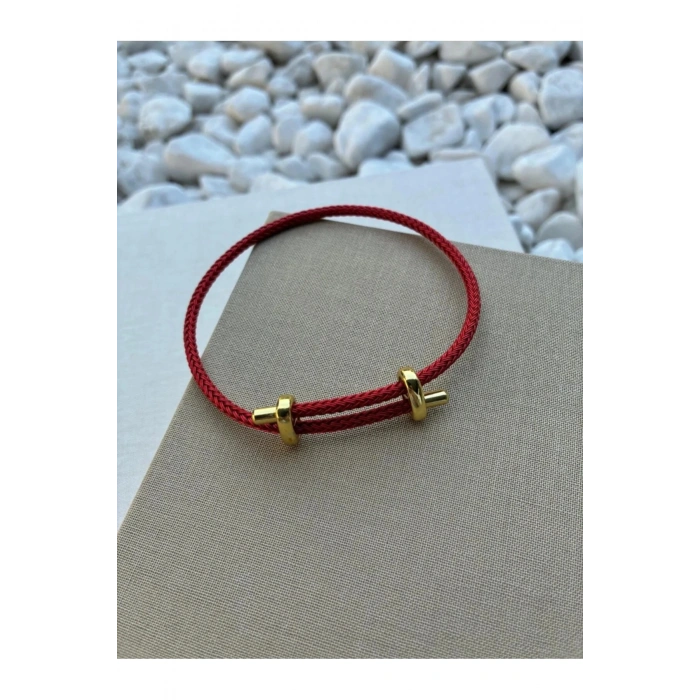 İp Bileklik Ayarlanabilir Model Bordo Renkli