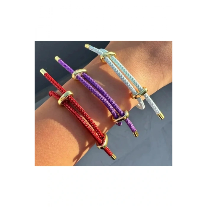 İp Bileklik Ayarlanabilir Model Bordo Renkli