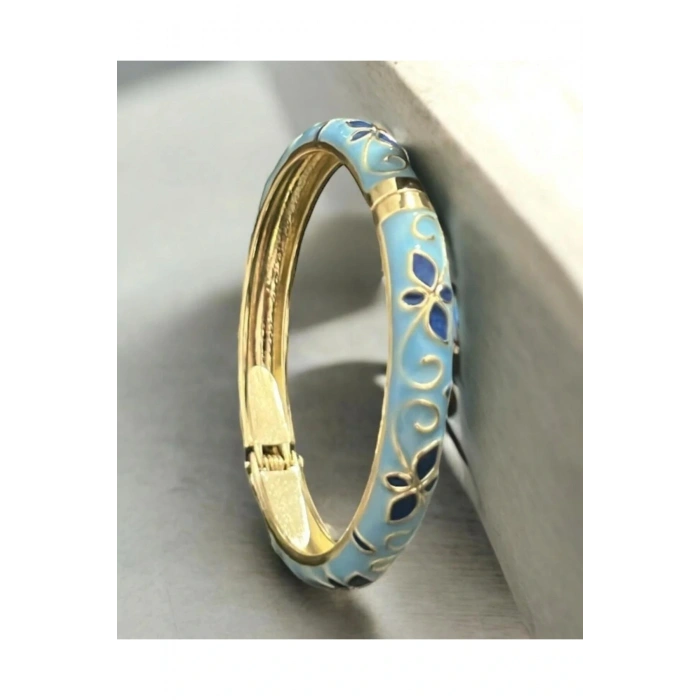 Mineli Mavi Kalın Kelepçe Bilezik