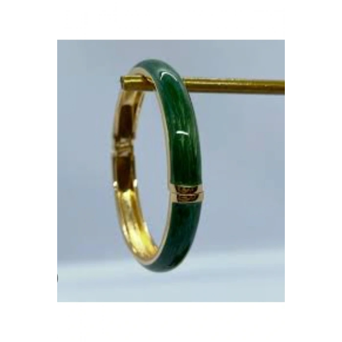 Mineli Mermer Desenli Haki Yeşili Düz Kelepçe