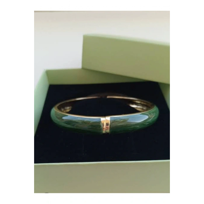 Mineli Mermer Desenli Haki Yeşili Düz Kelepçe