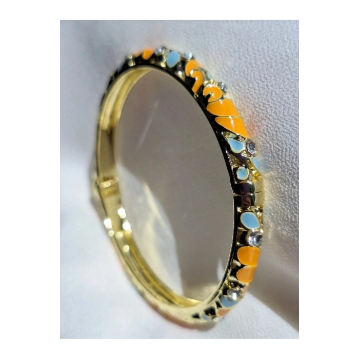 Mineli Taşlı Desenli Kelepçe Bileklik