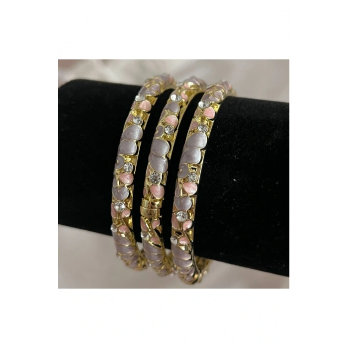 Mineli Lila Renkli Taşlı Kelepçe Bileklik