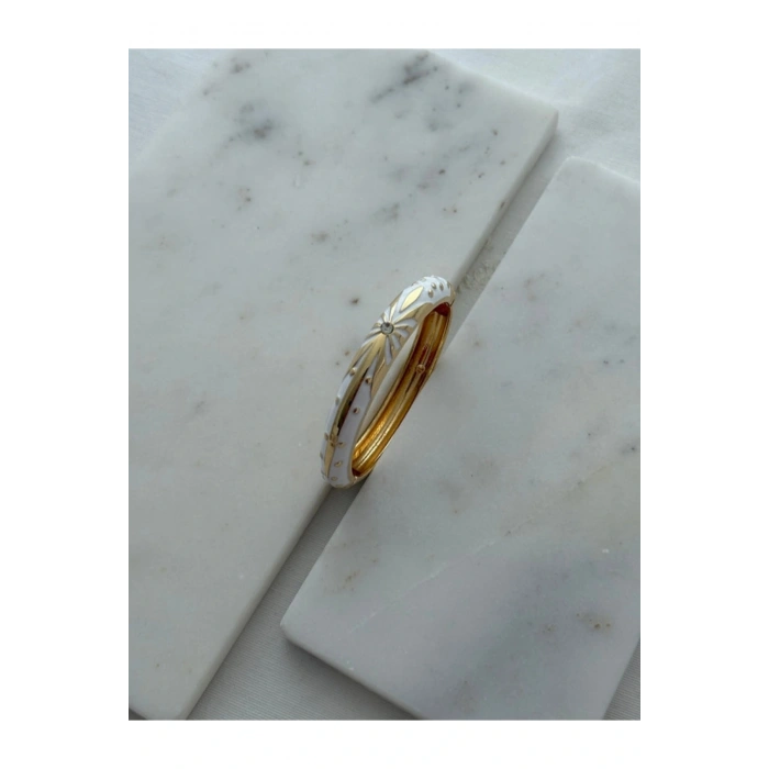 Mineli Beyaz Ayışığı Kalın Kelepçe Bileklik