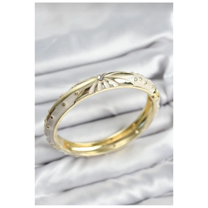 Mineli Beyaz Ayışığı Kalın Kelepçe Bileklik