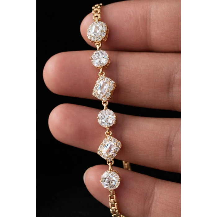 Xuping Rose Renk Taşlı Künye Bileklik