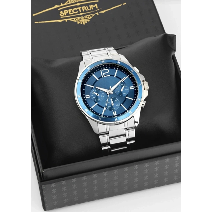 Gümüş Renkli Mavi Kadranlı Çelik Marka Model Erkek Saat