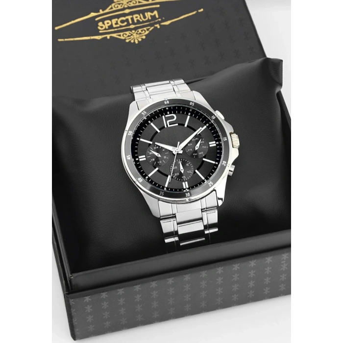 Gümüş Renkli Siyah Kadranlı Çelik Marka Model Erkek Saat