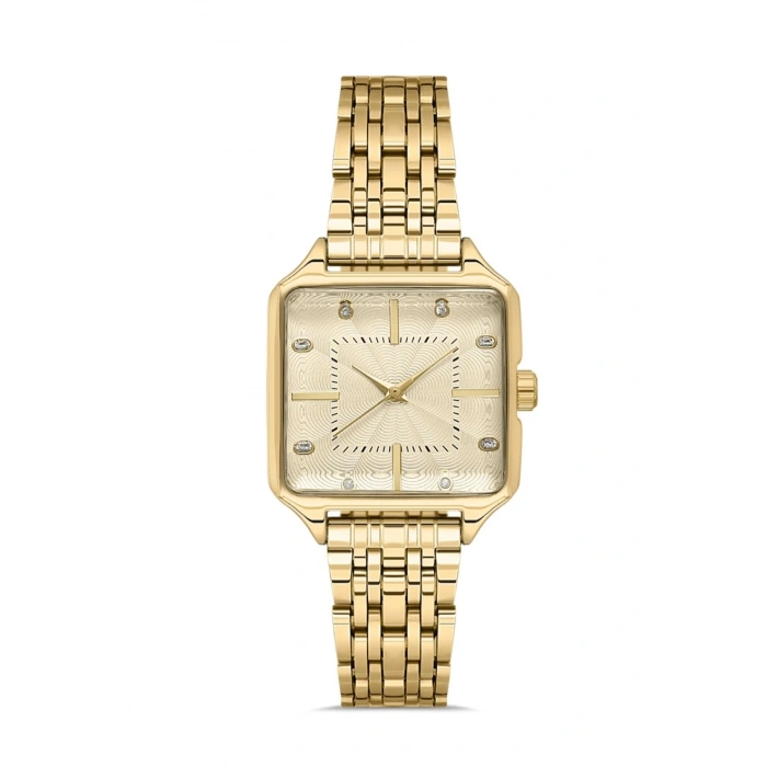 Gold Renkli Çelik Kare Kadın Saat