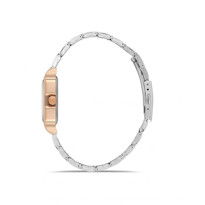 Çift Renk Rose Çelik Kare Kadın Saat