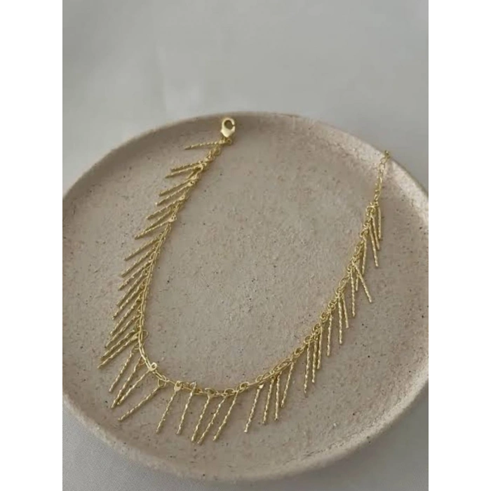 Gold Renkli 14K Kaplamalı Lüks Tasarım Kolye