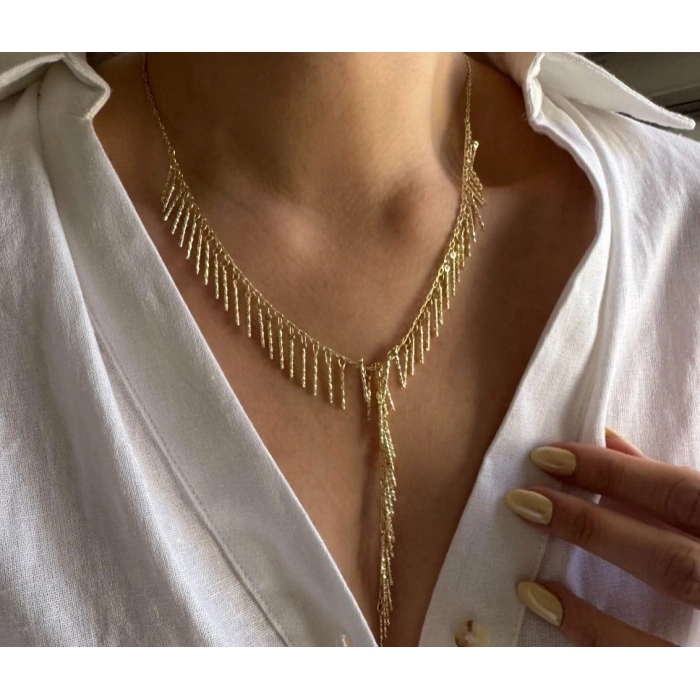 Gold Renkli 14K Kaplamalı Lüks Sallantı Kolye