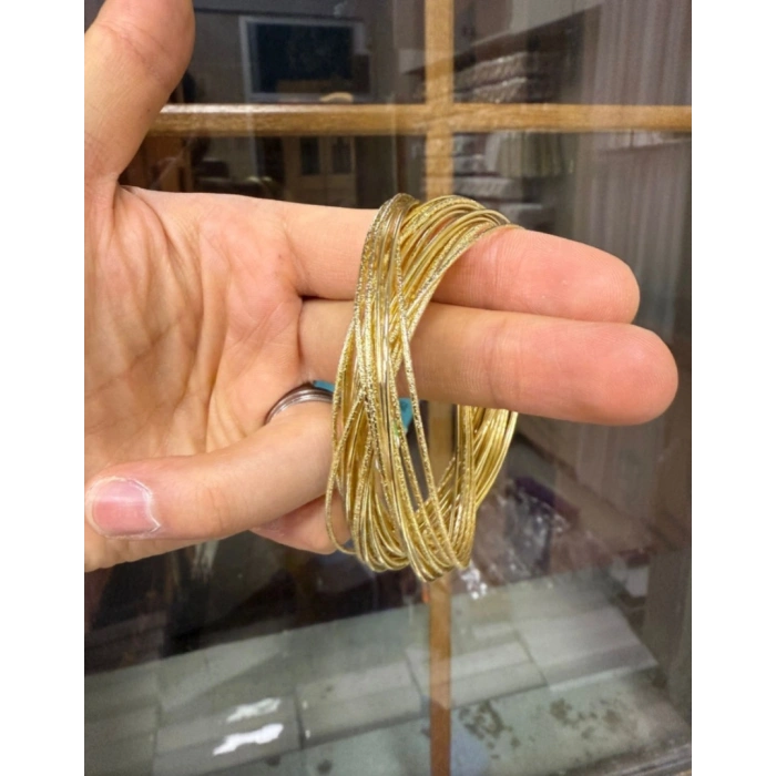 Gold Renkli Çelik Tel İçiçe Bilezik Bileklik