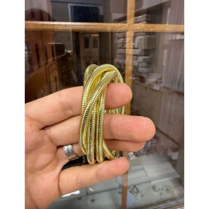 Gold Renkli Çelik Esnek Bilezik Bileklik