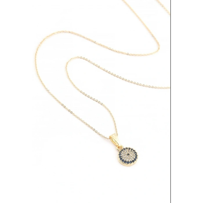 Gold Renkli Nazar Boncuğu Çelik Kolye