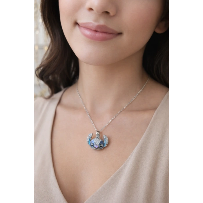 Gümüş Renkli Taşlı Çelik STCH Kolyesi