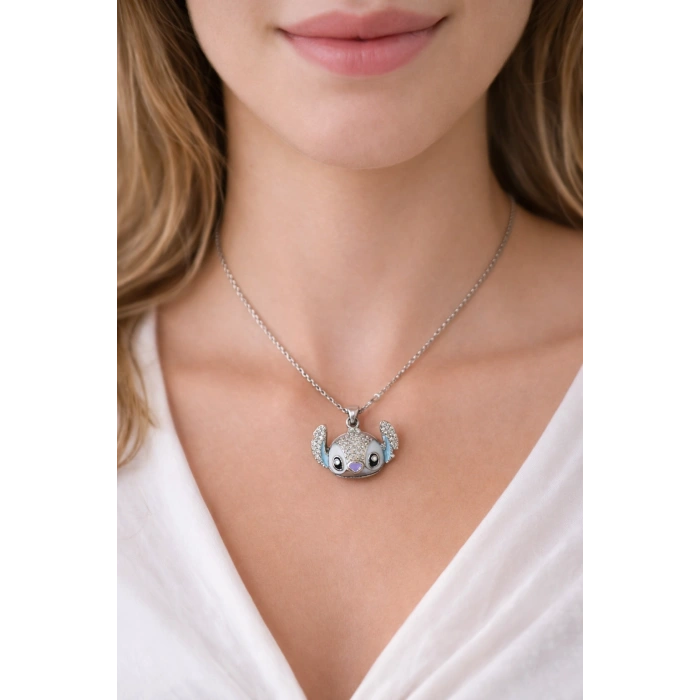 Gümüş Renkli Çelik Stitch Kolye