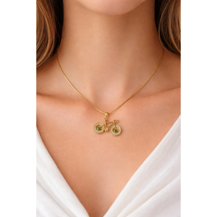 Gold Renkli Çelik Bisiklet Kolyesi