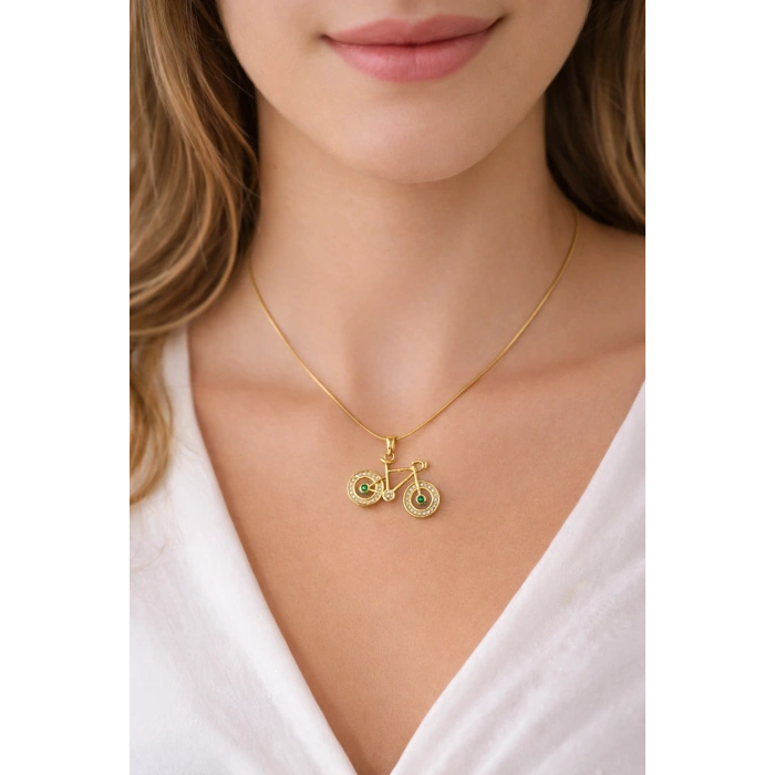 Gold Renkli Çelik Bisiklet Kolyesi