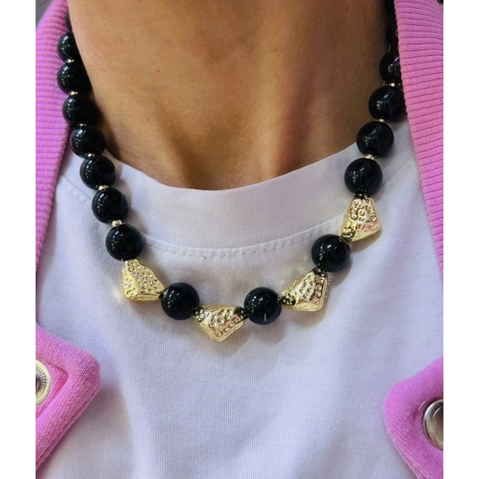 Gold ve Siyah Detaylı Premium Kolye