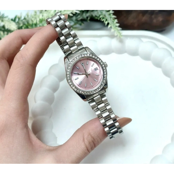 Gümüş Renk Taşlı RLX Tasarım Kadın Saat