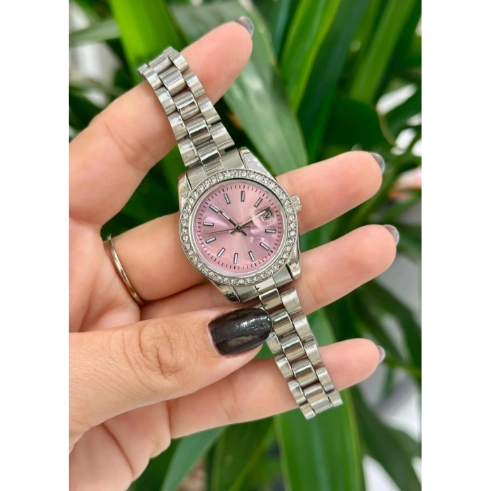 Gümüş Renk Taşlı RLX Tasarım Kadın Saat