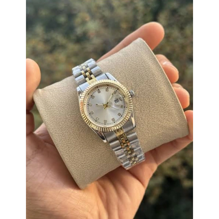 Çift Renkli Taş Detaylı Lüks Kadın Saat