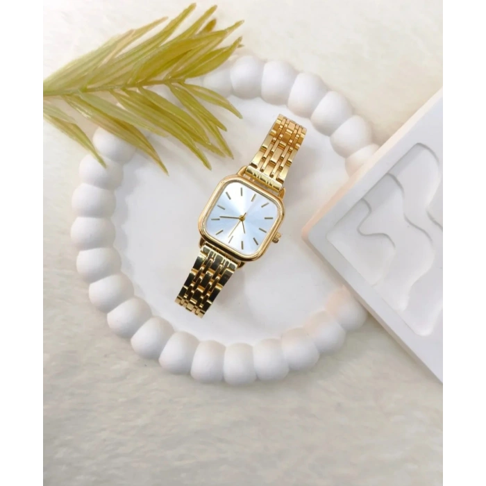 Gold Renkli Klasik Lüks Kadın Saat - Beyaz Kadran