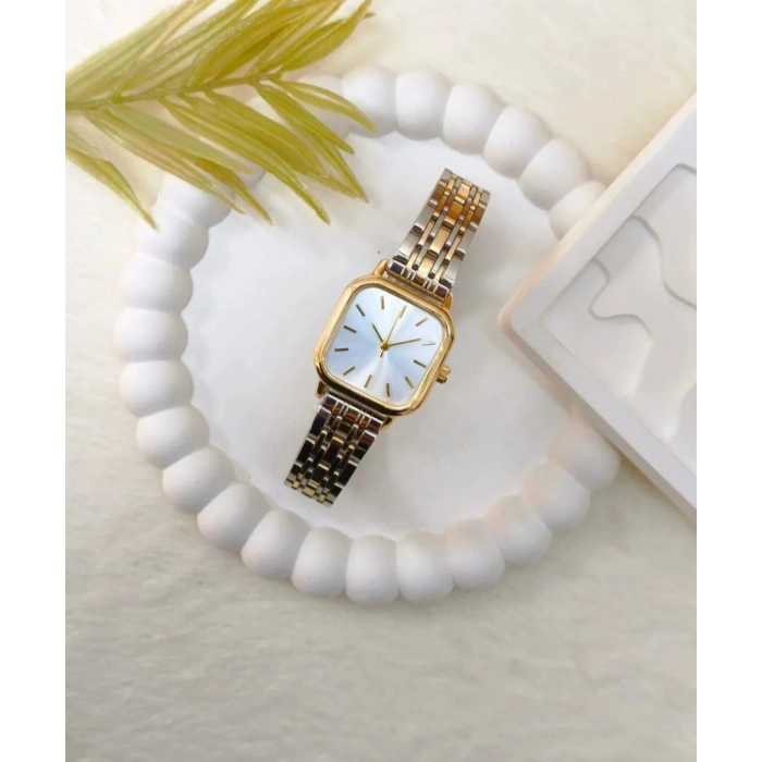 Çift Renkli Gold & Silver Kadın Saat-Beyaz Kadranlı