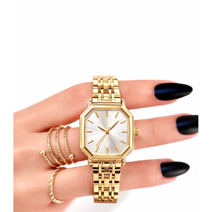 Gold Renkli Klasik Lüks Kadın Kol Saati