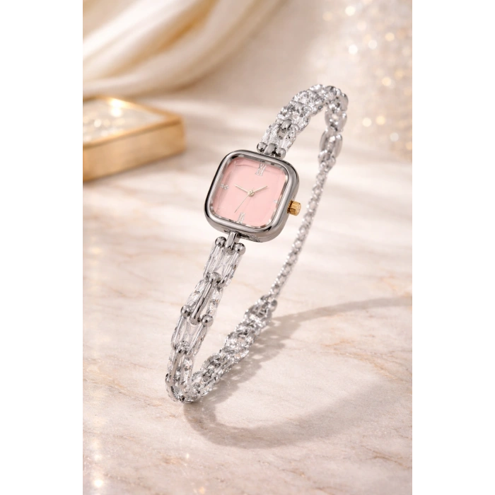 Gümüş Renkli Tiff Model Kadın Saat pembe